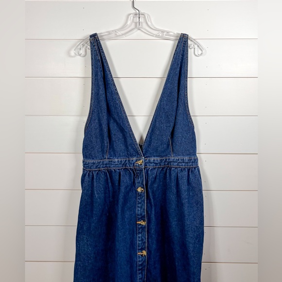 Urban Outfitters Danny Plunging Button Down Denim Overall Dress, EUC, Size XL - Picture 6 of 11